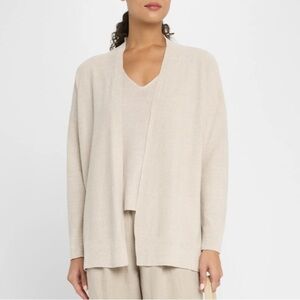 EILEEN FISHER Open Organic Linen Cotton Blend Cardigan Knit Sweater Size S Work